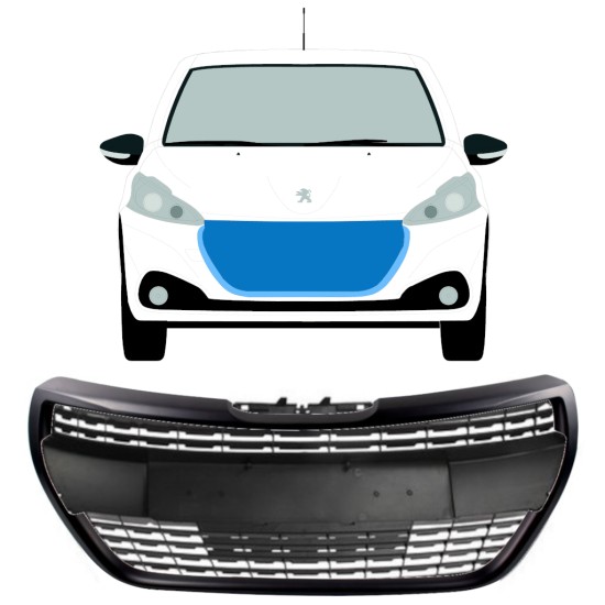 Sort grill til Peugeot 208 2012-2019 ALLURE / Sæt 7537