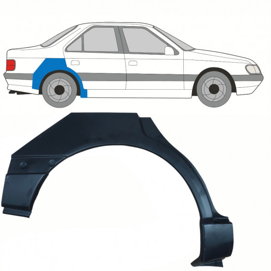 Bagskærm reparationspanel til Peugeot 405 1987-1996 / Højre 10781