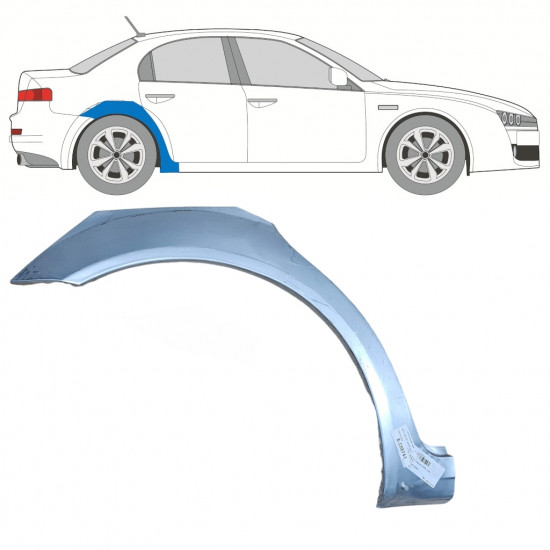 Bagskærm reparationspanel til Alfa Romeo 159 2005-2012 / Højre 7586