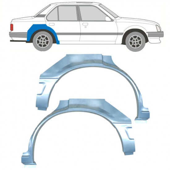 Bagskærm reparationspanel til Opel Ascona C / Vauxhall Cavalier 1981-1988 / Venstre+Højre / Sæt 9705