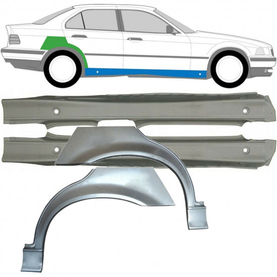 BMW 3 E36 1990-2000 FULD REPARATIONSDEL TIL DØRPANEL + BAGBOG MONTERINGSDELE / SÆT