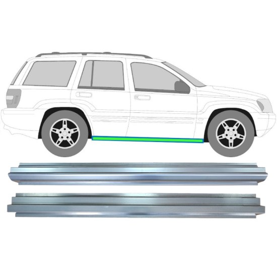 Dørpanel reparationsplade indre + ydre til Jeep Grand Cherokee 1998-2005 / Venstre = Højre (symmetrisk) / Sæt 17005