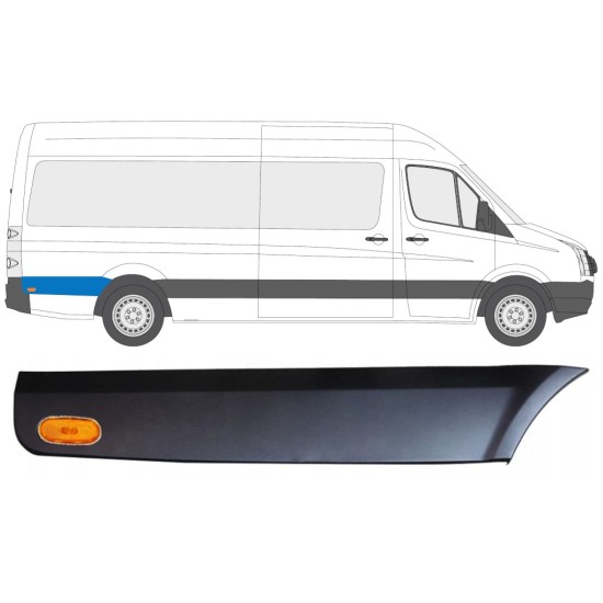 Stødliste til bagskærm bag hjulet med lampe til Volkswagen Crafter 2005-2017 / Højre / Sæt 13995