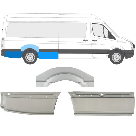 Bagskærm reparationspanel til Volkswagen Crafter 2005-2017 / Højre / Sæt 13943