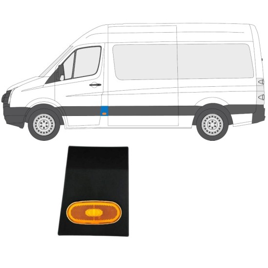 Sidebeklædning af forreste stolpe med lampe til Volkswagen Crafter 2005-2017 / Venstre / Sæt 14148