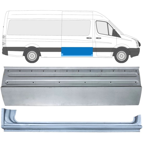 Reparationspanel skydedør + dørpanel til Volkswagen Crafter 2005-2017 / Højre / Sæt 14317
