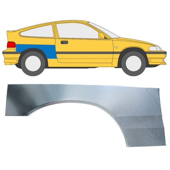 Bagskærm reparationspanel til Honda CRX 1987-1992 / Højre 16337