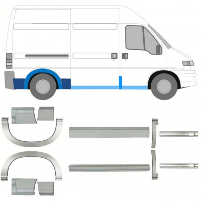 Dørpanel og bagskærm reparationspanel til Fiat Ducato Boxer Relay 1994-2006 / MWB / Sæt 11523