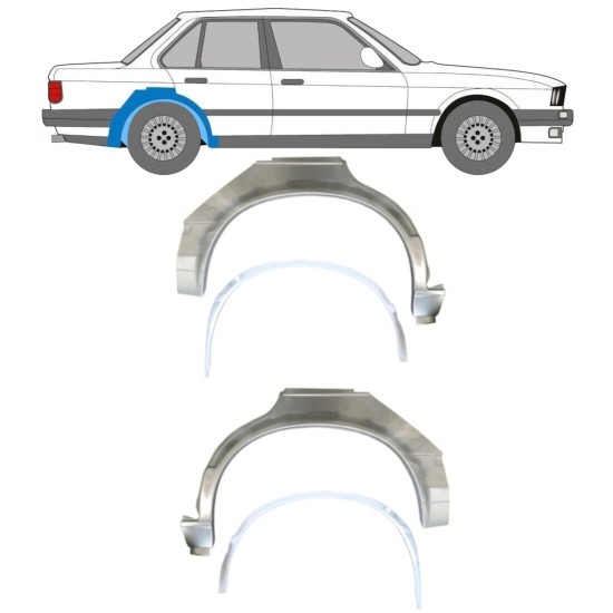 Reparationspanel til bagskærm indre + ydre til BMW 3 E30 1982-1987 / Sæt 10859