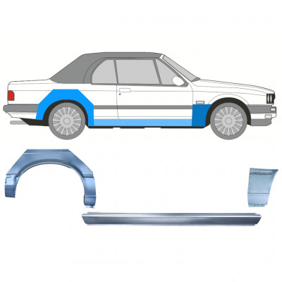 BMW 3 E30 CABRIO 1985-1987 BAGSKÆRM + DØRPANEL + REPARATIONSSÆT TIL FRONTVINGE / SÆT / HØJRE