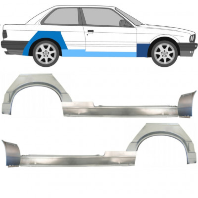 BMW 3 E30 1987-1994 2 DØR BAGSKÆRM + DØRPANEL + REPARATIONSSÆT TIL FRONTVINGE / VENSTRE+HØJRE