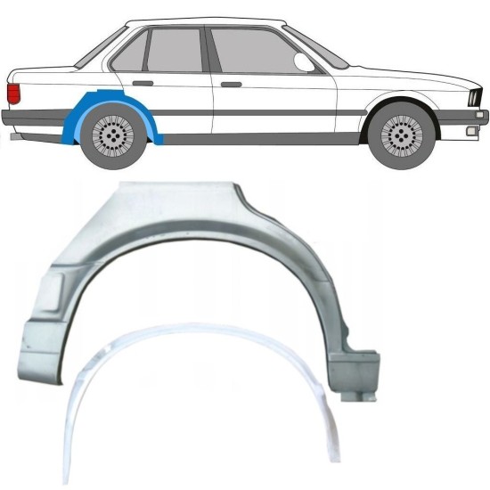 Reparationspanel til bagskærm indre + ydre til BMW 3 E30 1987-1994 / Højre / Sæt 10860