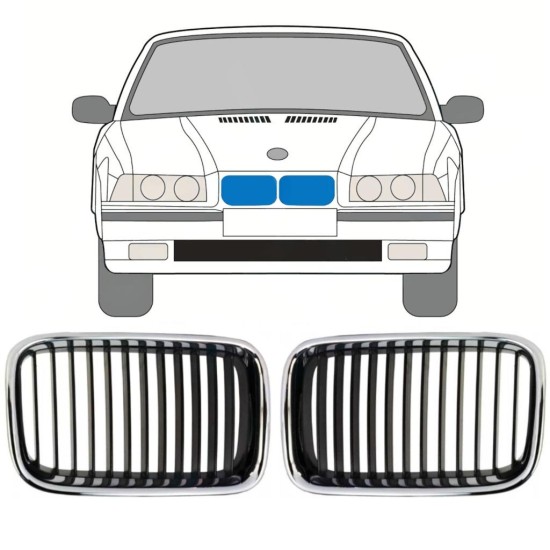 Grill til BMW 3 E36 1990-1995 / Venstre+Højre / Sæt 11126