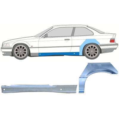 Dørpanel + reparationsplade bagskærm til BMW 3 E36 1990-2000 / Venstre / COUPE / Sæt 17024