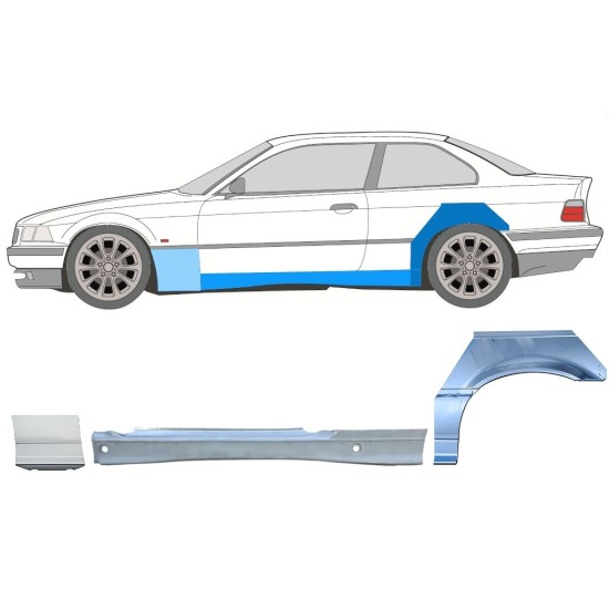 Dørpanel + reparationsplade til forskærm til BMW 3 E36 1990-2000 / Venstre / COUPE / Sæt 17026