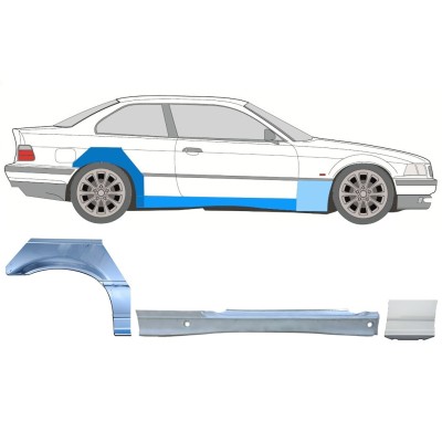 Dørpanel + reparationsplade til forskærm til BMW 3 E36 1990-2000 / Højre / COUPE / Sæt 17025