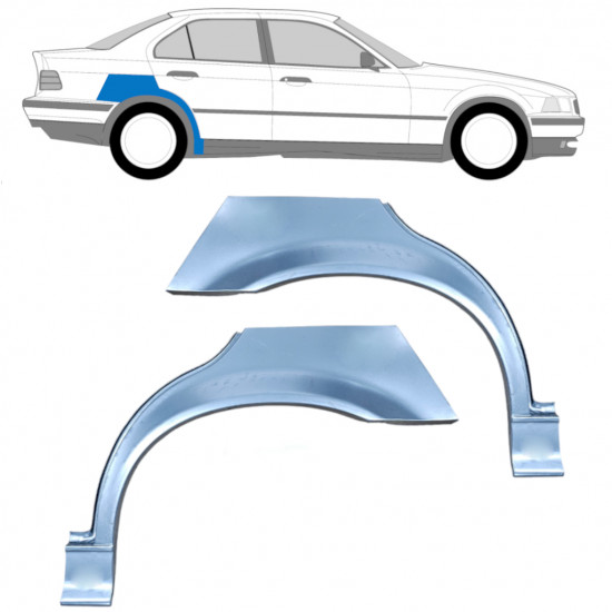 Bagskærm reparationspanel til BMW 3 E36 1990-2000  / Venstre+Højre / SEDAN / Sæt 6393