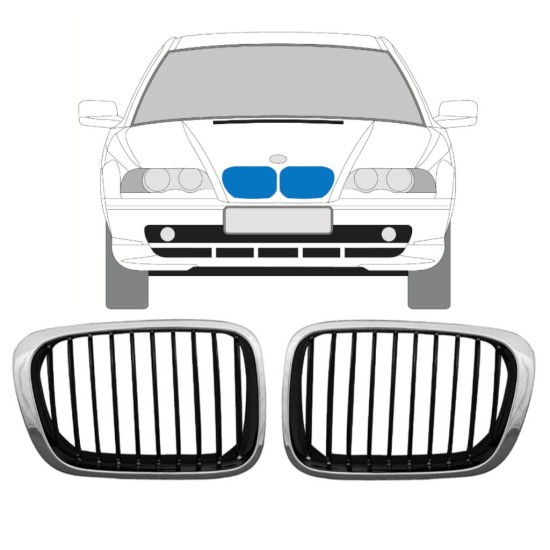Grill til BMW 3 E46 1998-2006 / Venstre+Højre / Sæt 11129