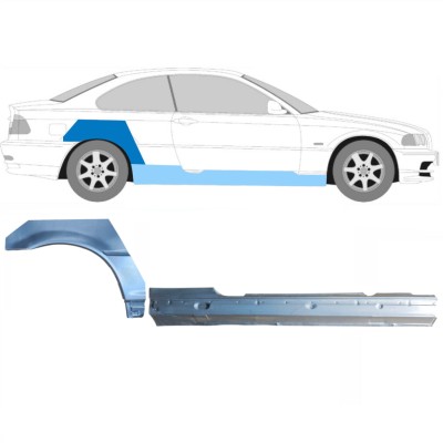 Dørpanel + reparationsplade bagskærm til BMW 3 E46 1998-2006 / Højre / COUPE / Sæt 17059