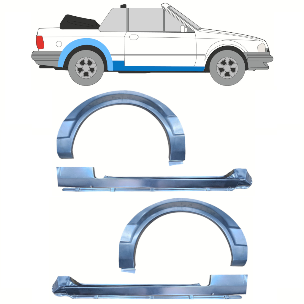 Dørpanel og bagskærm reparationspanel til Ford Escort 1981-1990  CABRIO / Sæt 12588