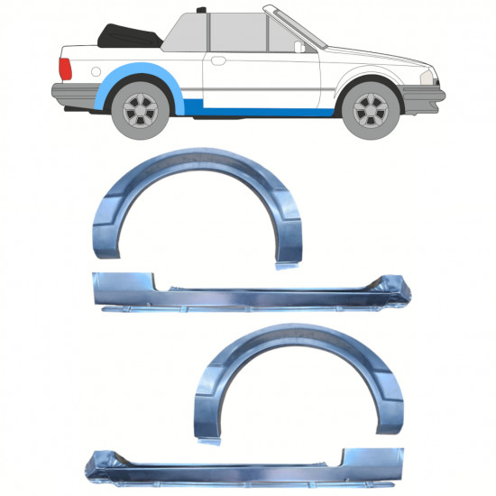 Dørpanel og bagskærm reparationspanel til Ford Escort 1981-1990  CABRIO / Sæt 12588