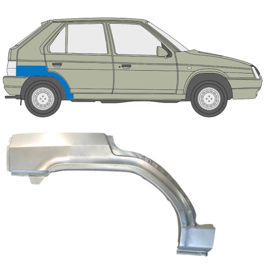 Bagskærm reparationspanel til Skoda Favorit 1989-1995 / Højre 14882 Bagskærm reparationspanel til Skoda Favorit 1989-1995 / Højre 14882