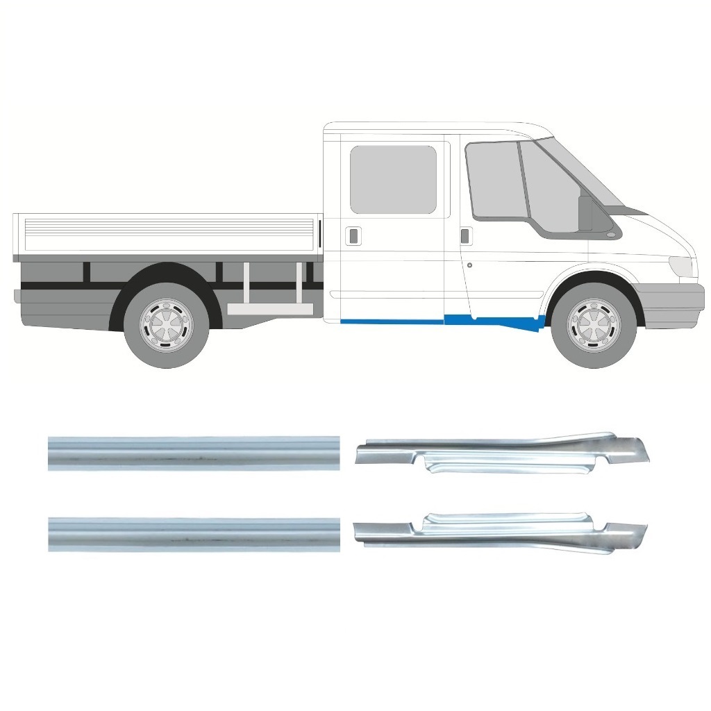 Dørpanel reparationsplade til Ford Transit 2000-2013 / Venstre+Højre / Dobbeltkabine / Sæt 9698