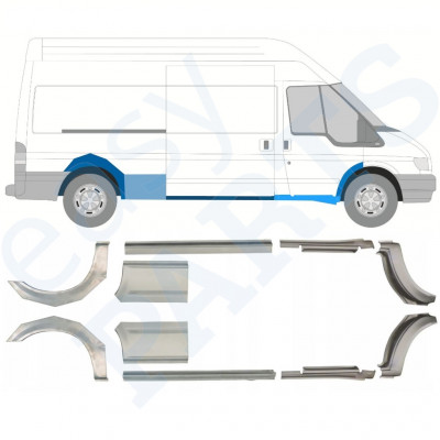 FORD TRANSIT 2000-2013 LANG AKSELAFSTAND BAGSKÆRM + REPARATION AF KARMEN / SÆT