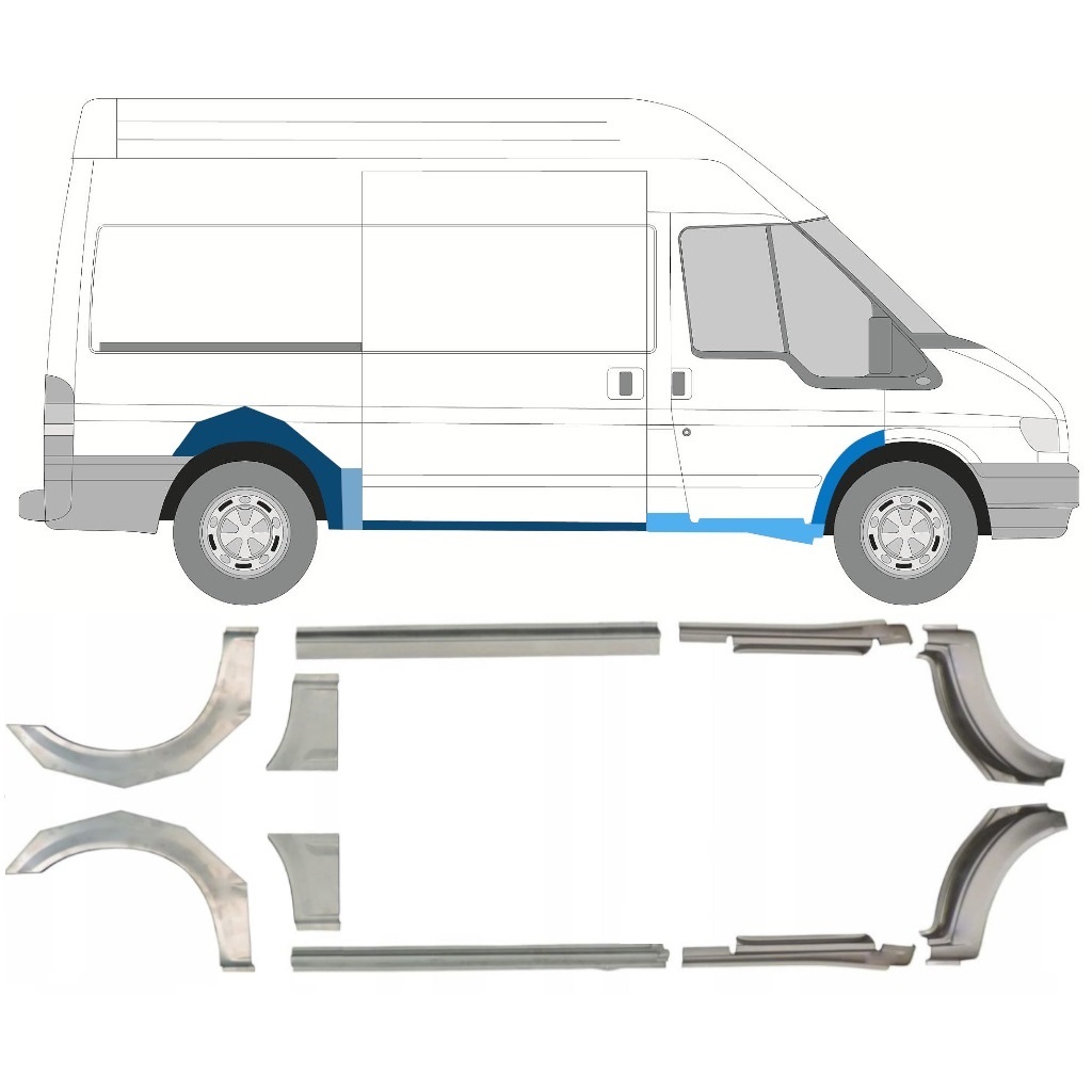 Dørpanel Og Bagskærm Reparationspanel Til Ford Transit 2000-2013 / Mwb / Venstre+Højre / Sæt 10637