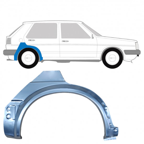 Bagskærm reparationspanel til VW Golf 2 1982- / Højre 7248