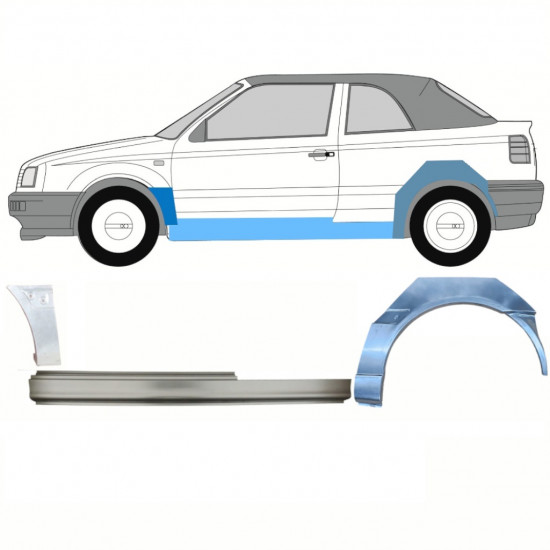 VW GOLF 3 1993-1998 CABRIO DØRPANEL + REPARATIONSSÆT TIL FRONTVINGE + BAGSKÆRM / SÆT / VENSTRE