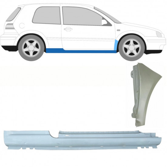 VW GOLF 4 1997- 3 DØR REPARATIONSDEL TIL DØRPANEL + REPARATIONSSÆT TIL FRONTVINGE / HØJRE