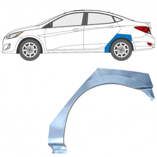 Bagskærm reparationspanel til Hyundai Accent 2010- / Venstre 12803