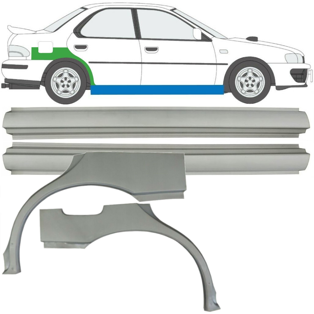 Dørpanel Og Bagskærm Reparationspanel Til Subaru Impreza 1992-2000 / Venstre+Højre / Sæt 10667