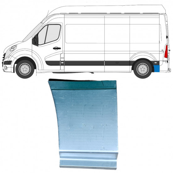 Nederste del af bagerste skærm bag hjulet til Renault Master 2010- / Venstre 12851