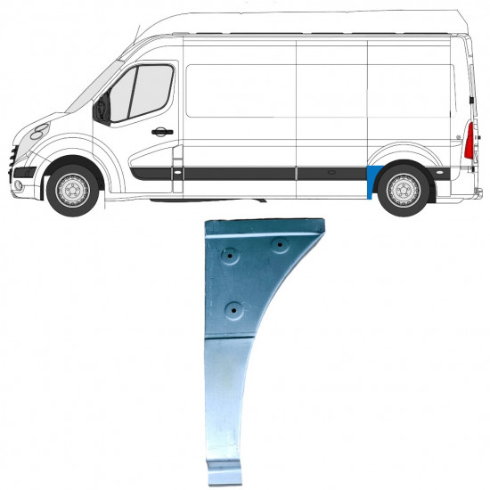 Reparationsplade til forreste del af bagskærm til Renault Master 2010- / Venstre 12849