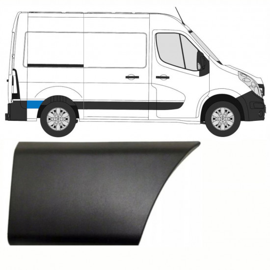 Bagerste sideliste bag hjulet til Renault Master 2010- / SWB / Højre /  8707