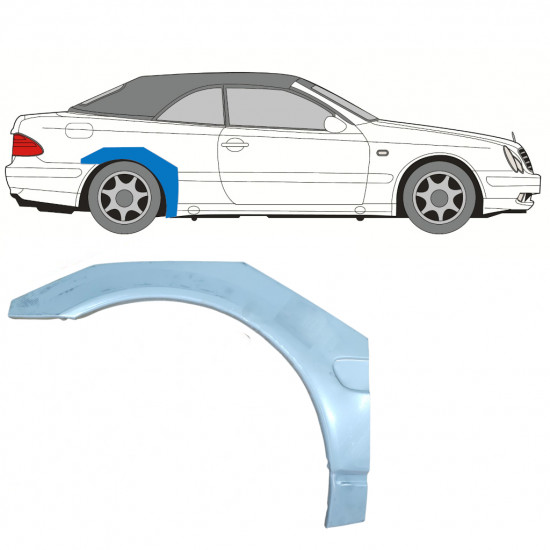 Bagskærm reparationspanel til Mercedes CLK A208 1997-2003 / Højre / CABRIO /  7688