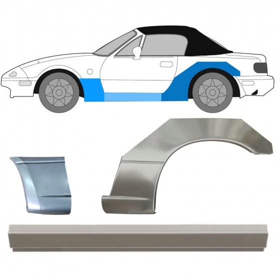 Reparationspanel til dørpanel forskærm og bagskærm til Mazda MX-5 1989-1998 / Venstre / Sæt 12581