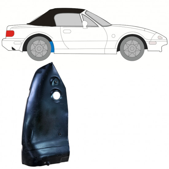 Bag hjulkasse indvendig reparationsplade til Mazda MX-5 1989-1998 / Højre 11887