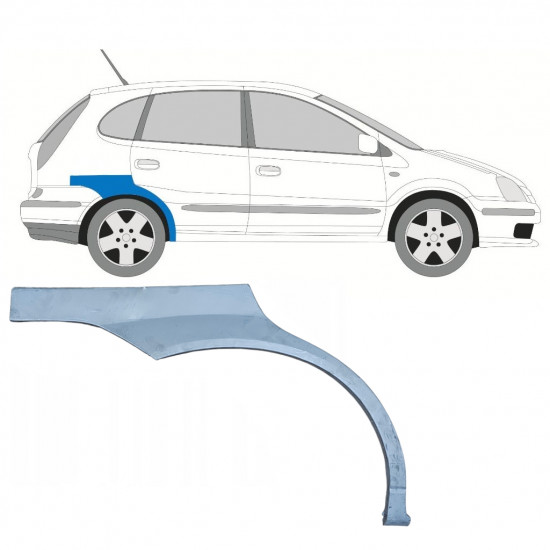 Bagskærm reparationspanel til Nissan Almera Tino 2000-2006 / Højre 7436