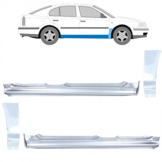 SKODA OCTAVIA 1996-2010 REPARATIONSSÆT TIL FRONTVINGE + REPARATIONSDEL TIL DØRPANEL / VENSTRE + HØJRE