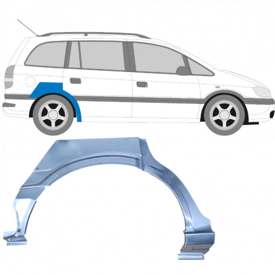 Bagskærm reparationspanel til Opel Zafira 1999-2005 / Højre 6888