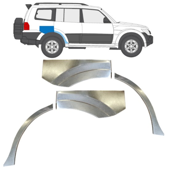 Bagskærm reparationspanel til Mitsubishi Pajero 2006-2021 / Venstre+Højre / Sæt 14842