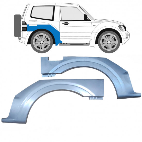 Bagskærm reparationspanel til Mitsubishi Pajero 1999-2006 / Venstre+Højre / Sæt 9411