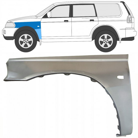 MITSUBISHI PAJERO SPORT 1996-2008 REPARATIONSSÆT TIL FRONTVINGE / VENSTRE