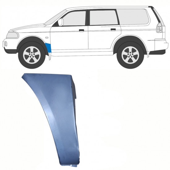 Nederste forskærmsreparationspanel bag hjulet til Mitsubishi Pajero Sport 1996-2008 / Venstre 8457