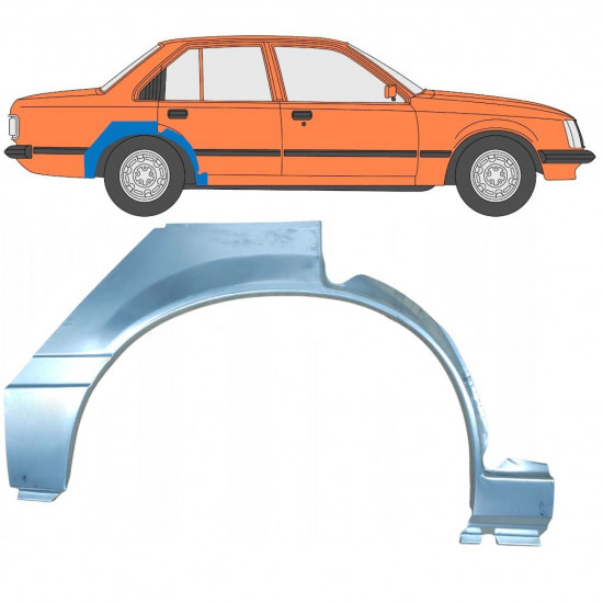 Bagskærm reparationspanel til Opel Rekord E 1977-1982 / Højre 8076