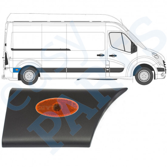 Stødliste til bagskærm med lampe til Renault Master 2010- / Højre /  10551