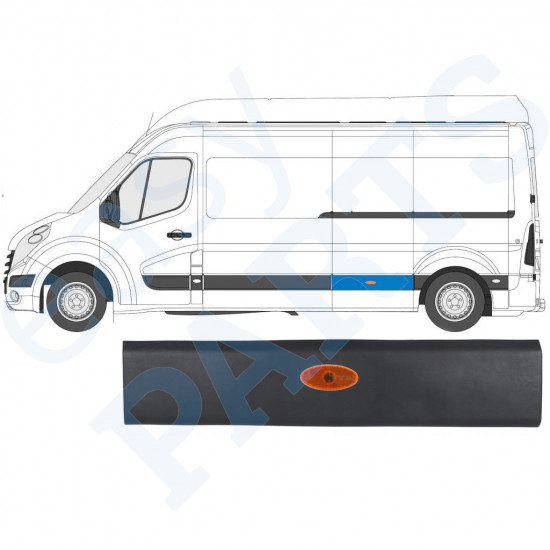 Sidepanel med lampe til Renault Master 2010- / LWB / Venstre /  10549